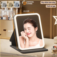 Gương Để Bàn Trang Điểm , Gương Cầm Tay , Gương Mini Có Đèn Led Cảm Ứng Tùy Chỉnh Ánh Sáng Vô Cấp Kèm Sạc