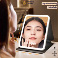Gương Để Bàn Trang Điểm , Gương Cầm Tay Gập, Gương Mini Cầm Tay, Gương Toàn Thân Có Đèn Led Cảm Ứng 03 Chế Độ Kèm Sạc