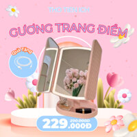 Gương Để Bàn Trang Điểm Đèn Led Cảm Ứng 3 Chế Độ Ánh Sáng - Gấp Gọn - THO TIEN ICH
