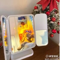 Gương để bàn trang điểm đèn led để bàn gập mở 2 cánh sang xịn mịn kèm sạc Bie | Gấu Charm