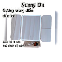 Gương để bàn trang điểm đèn led SẴN - HÀ NỘI- TÂY Mỗ- HOẢ  TỐC] 3 chế độ ánh sáng, Có thể sạc lại, tặng kèm dây cap sạc