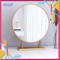 Gương để bàn trang điểm phòng ngủ có đế 40cm -  Gương khung sắt sơn cao cấp tròn 40cm GUT008