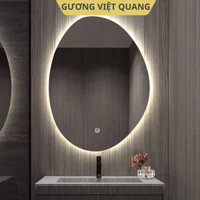 Gương Decor Hình Viên Sỏi Cuội Phôi Gương Bỉ Led Hắt Sáng, Gương Decor Phòng Tắm, Phòng Ngủ, Spa