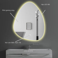 Gương Đèn Led Hình Hạt Đậu Hắt Nút Cảm Biến Chạm Tăt Sáng Tỏa Kích Thước 50 x 70