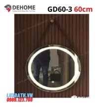 Gương đèn led nguồn cảm ứng dây da hình tròn 60cm Dehome GD60-3