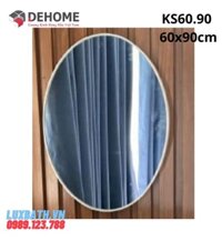 Gương khung sơn tĩnh điện elip đen 60x90cm Dehome KS60.90