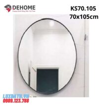 Gương khung sơn tĩnh điện hình elip màu trắng 70x105cm Dehome KS70.105