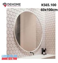 Gương khung sơn tĩnh điện hình elip màu trắng 65x100cm Dehome KS65.100