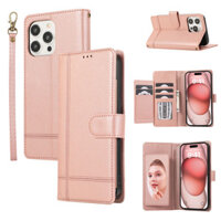 Gương Lật Dành Cho Xiaomi Redmi Note 14 13 12 Pro Plus 14C 13C 4G 5G Dòng Nữ Nổi Ví Da Shatterproof Flip Phone Cover Có Dây Đeo