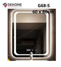 Gương led cảm ứng đồng hồ nhiệt sấy gương 60x80cm Dehome G68-5