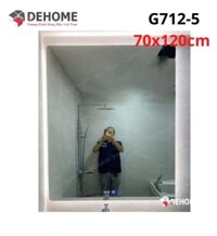 Gương led nguồn cảm ứng đồng hồ đơn nhiệt độ 70x120cm Dehome G712-5