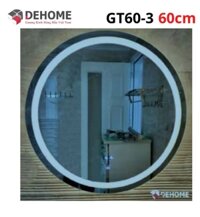 Gương led nguồn cảm ứng đồng hồ đơn nhiệt độ hình tròn 60cm Dehome GT60-3
