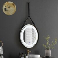 Gương led tròn treo tường dây da, gương LED cảm ứng:  D40 D50 D60