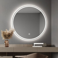 Gương Led Tròn Treo Tường Viền Led Phun Cát Phôi Gương Bỉ Treo Bàn Trang Điểm, Nhà Tắm, Spa