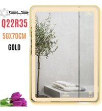 Gương Led Viền Nhôm Vàng Chữ Nhật Đứng 50x70cm GLS Q22R35 Ánh Sáng Trong