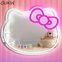 Gương mèo CUXIN Kitty, Gương treo tường LED Neon Cartton có thể điều chỉnh độ sáng, Hình mặt mèo siêu sáng đáng tin cậy Gương trang điểm nguồn USB có đèn trang trí phòng