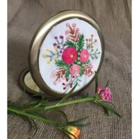 Gương mini bỏ túi thêu tay