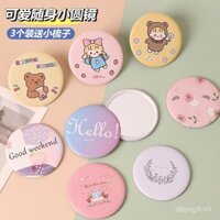 Gương nhỏ sáng tạo Gương tròn nhỏ cầm tay mini xách tay Túi nữ sinh hoạt hình gương trang điểm Túi gương nhỏ