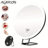 Gương phóng đại ALARION có đèn, 360° Gương trang điểm LED đứng có thể điều chỉnh, Kính lúp có độ phân giải cao tiện lợi có thể gập lại 5 / 10 / 20 / 30x dành cho nữ