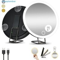 Gương phóng đại có đèn, 360° Gương trang điểm LED có thể điều chỉnh, độ phân giải cao 5 / 10 / 20 / 30x Treo tường Kính lúp có đèn du lịch