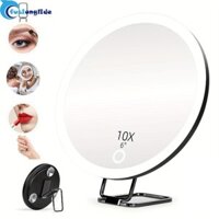 Gương phóng đại RAYNAG có đèn, 360° Gương trang điểm LED đứng có thể điều chỉnh, độ phân giải cao 5 / 10 / 20 / 30x Kính lúp chiếu sáng 3 màu Du lịch