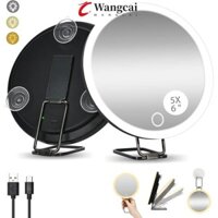 Gương phóng đại WANCGAI có đèn, 360° Gương trang điểm LED có thể điều chỉnh, độ phân giải cao nhỏ gọn 5 / 10 / 20 / 30x Treo tường Kính lúp có đèn du lịch
