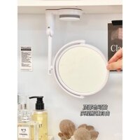 Gương phòng tắm nhỏ treo tường không cần khoan, gương trang điểm cho ký túc xá, gương phóng đại có cốc hút, gương trang điểm gập treo tường cho phụ nữ