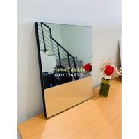 Gương soi để bàn trang điểm HOME TÂN LỘC tràn viền gỗ cao su sơn đen 30x40cm