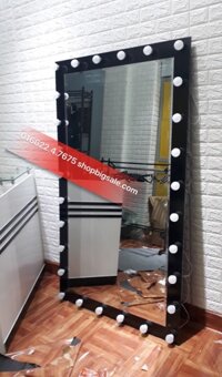 Gương soi đèn led hà nội 1m x 1m8 khung màu đen 28 bóng