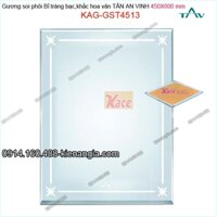 Gương soi phôi Bỉ  sáng đẹp Tân An Vinh 450x600 mm KAG-GST4513 hoa văn phun cát