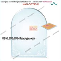 Gương soi phôi Bỉ  sáng đẹp Tân An Vinh 450x600 mm KAG-GST4511 hoa văn phun cát