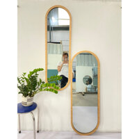 Gương soi toàn thân nịnh dáng decor  dầu t khung gỗ kèm móc treo