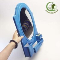 Gương soi treo tường nhà tắm bằng nhựa có ống cắm đồ
