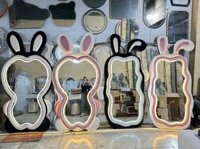 Gương thỏ bọc vải đèn led toàn thân