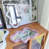 Gương trang điểm CONOPERY, Gương đứng di động hình đám mây, Gương trang điểm để bàn không đều treo tường