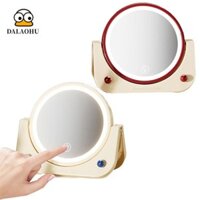 Gương trang điểm DALAOHU có đèn, Gương trang điểm LED treo tường đứng miễn phí, có thể điều chỉnh độ sáng bền 135°Gương để bàn có đèn độ phân giải cao xoay Phòng ngủ