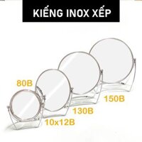Gương trang điểm để bàn bằng inox chân xếp gọn