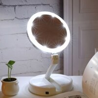Gương trang điểm để bàn gấp gọn có đèn LED