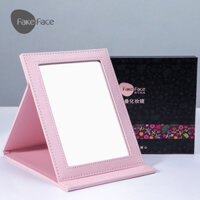 Gương trang điểm gấp giả Gương để bàn chống rơi Gương trang điểm PU di động loại vỏ sò đơn giản cọ phấn mắt