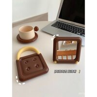 Gương trang điểm gập hình bánh quy sô cô la sáng tạo, đa chức năng, di động, gương trang điểm đứng cho sinh viên ký túc xá