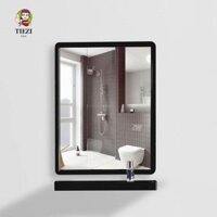 Gương trang điểm, Gương treo tường có khung kim loại treo tường, Hình chữ nhật hiện đại Chống rỉ sét Đen trắng Vanity Gương phòng khách