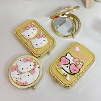 Gương trang điểm Hello Kitty kim loại cao cấp mới, gương gập cầm tay chất lượng cao, gương sắt vàng cho sinh viên Y15V