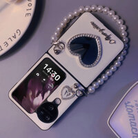 Gương trang điểm thời trang tương thích với ốp điện thoại gập Oppo Find N3, bao da bảo vệ chống rơi, nhỏ gọn có thể gập lại