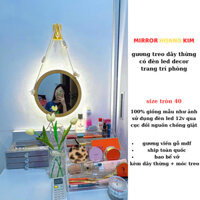Gương trang điểm viền gỗ có đèn led . Gương tròn treo tường dây thừng trang trí phòng size 40cm guonghoangkim.official