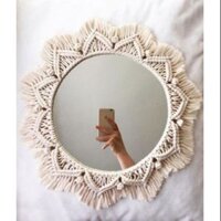 Gương trang trí gương treo tường gương kèm khung tết dây macrame thủ công gương tròn gương bỉ gương phôi Bỉ