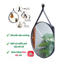 Gương treo tường gương tròn dây da Simili cao cấp sang trọng (Vietnamese House)