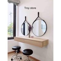 Gương treo tường tròn dây da Simili cao cấp