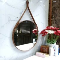 Gương tròn dây da treo tường