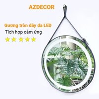 Gương Tròn Led, Gương Treo Tường Đèn Led Dây Da Simili - Đường Kính 50cm [FULL PHỤ KIỆN]