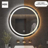 Gương Tròn Treo Tường Có Đèn LED, Gương Treo Bàn Trang Điểm, Nhà Tắm, Nút Cảm Ứng tắt mở, Nhiều Size Lựa chọn, Lắp Dễ